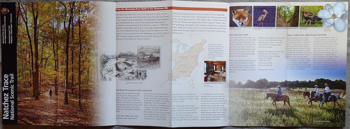 Natchez Trace National Scenic Trail Official NPS Guide Map Brochure ...