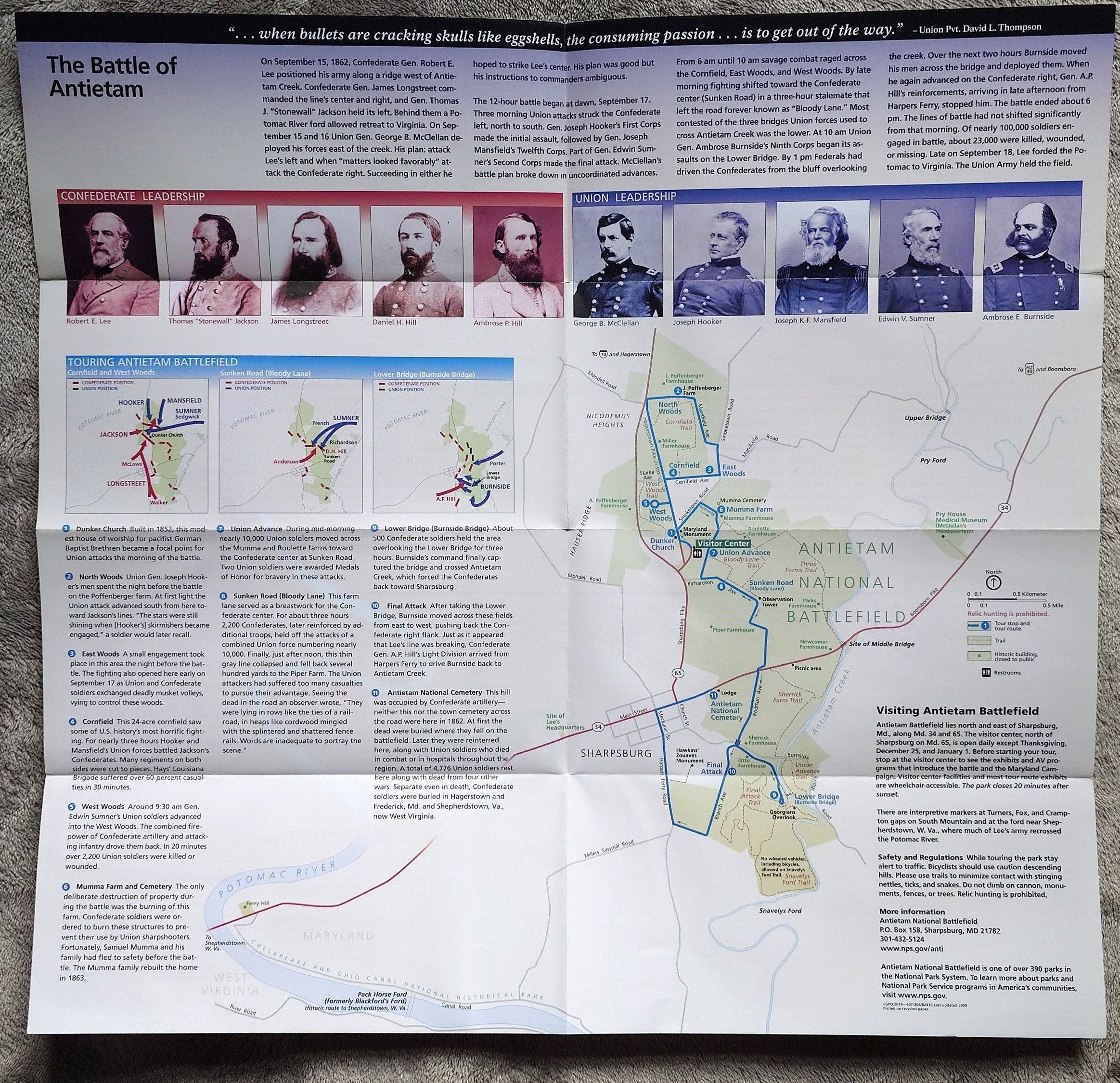 Antietam National Battlefield Official NPS Guide Map Brochure National ...