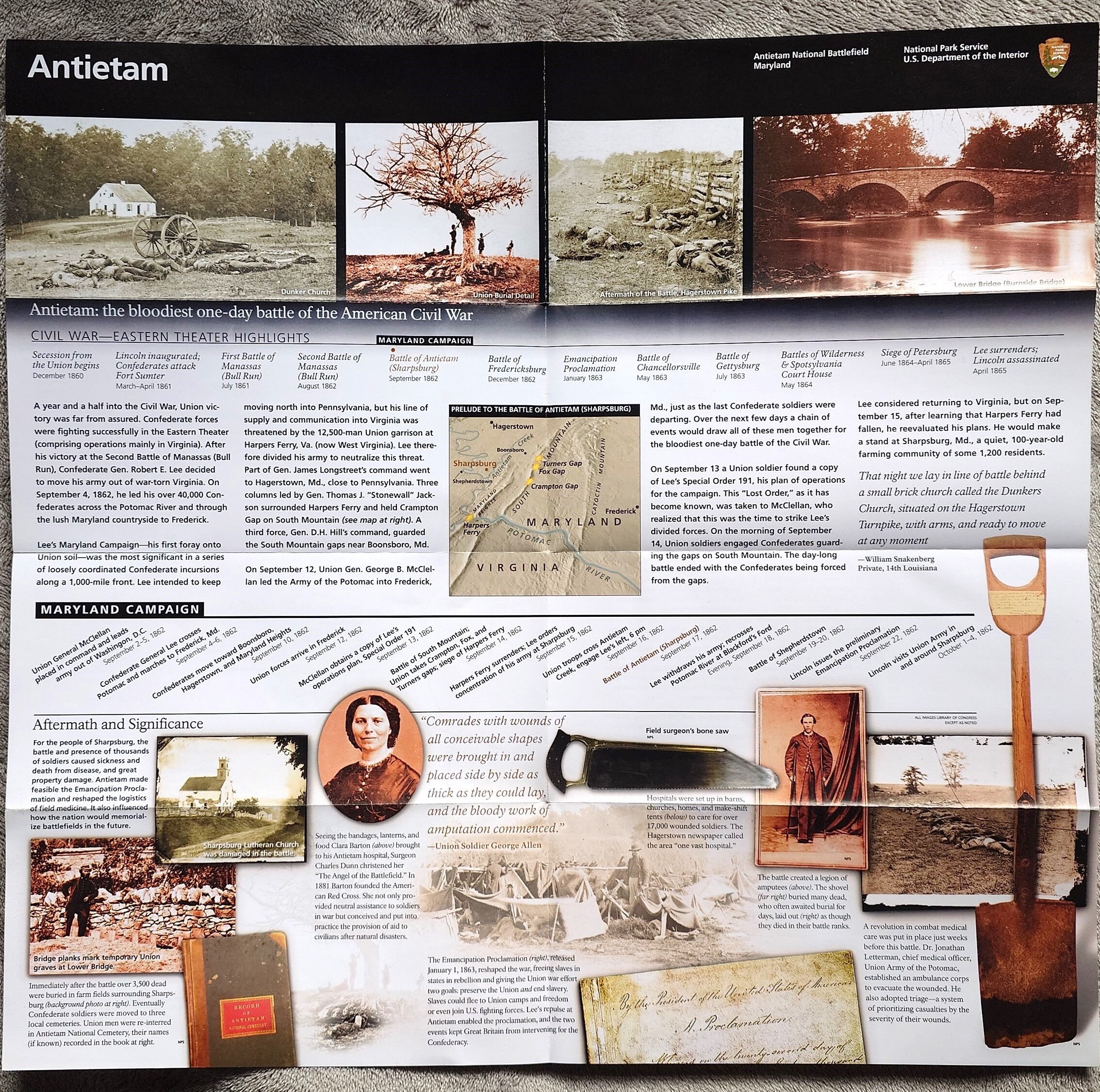 Antietam National Battlefield Official NPS Guide Map Brochure National ...