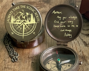 Actual Handwriting Christmas Gifts, Baptism Gift, 1st Communion Gift, Gifts for Dad, Engraved Compass, Compass Personalized, Compass Gift