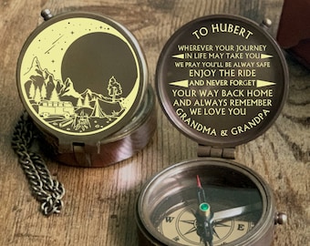 Personalized Compass, Working Antique Compass, Engraved Compass, Christmas Present, Sentimental Gift to Boyfriend, Grandson Christmas Gift