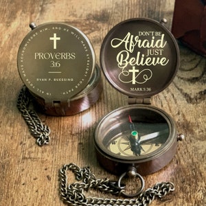 Baptism Compass, First Holy Communion Compass, Confirmation Present, Boy Baptism Gift, Engraved Compass, Religious Present, Godson Gift