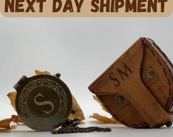 Compass with engraving including leather case personalized Christmas gift for grandson