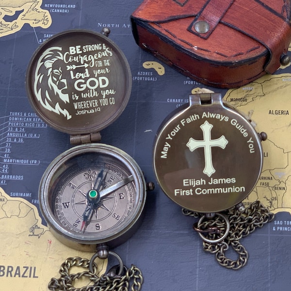Compass, Engraved Compass, Baptism Gift, Baptism Compass, First Communion Gift Boy, Confirmation Gift, Personalized Compass