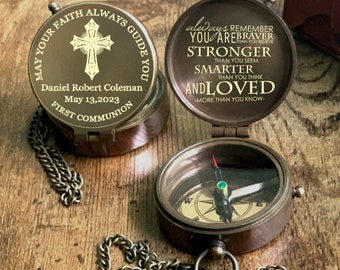 Baptism Compass, First Holy Communion Compass, Confirmation Present, Boy Baptism Gift, Engraved Compass, Religious Present, Godson Gift