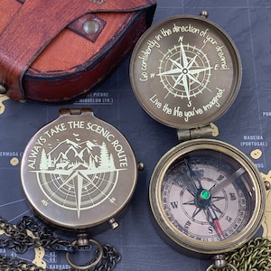 Christmas Gifts for Men, Engraved Compass, Gift for Dad, Custom Couple Gifts, Gift for Boyfriend, Retirement Gift, Sympathy Gift Compass