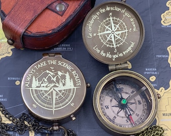 Christmas Gifts for Men, Engraved Compass, Gift for Dad, Custom Couple Gifts, Gift for Boyfriend, Retirement Gift, Sympathy Gift Compass