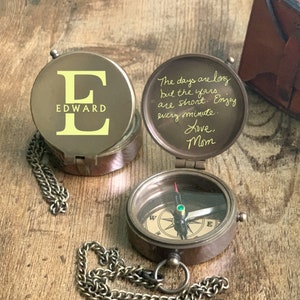 Compass, Personalized Brass Compass, Anniversary Gift, Custom Gifts For Men, Son Christmas Gifts, Birthday Gift, Engraved Compass