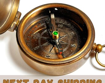 Personalized Christmas Gift Compass with engraving including leather case for grandson