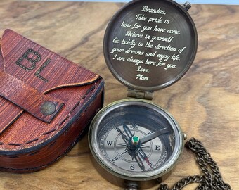 PhD Graduation Gift, Gift for Son, Personalized Graduation Present for Daughter,  Compass, Engraved Working Compass, Gift for Stepson