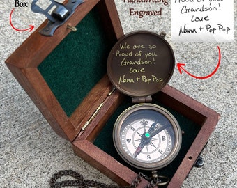 Christmas Gift Engraved Compass, Personalised Gift for Grandson, Christmas Keepsake To My Son Gift, Phd Graduation Gift, Fathers Day Gift