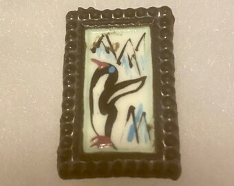 Hand Painted Penguin Brooch: Whimsical Hat Pin (1.25 inch)