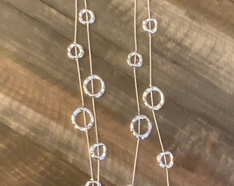 Silver Double Chain Circle Necklace - 36 Inch Statement Jewelry