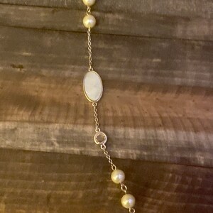 Mother of Pearl Opera Necklace: 30-inch Silver Chain image 2