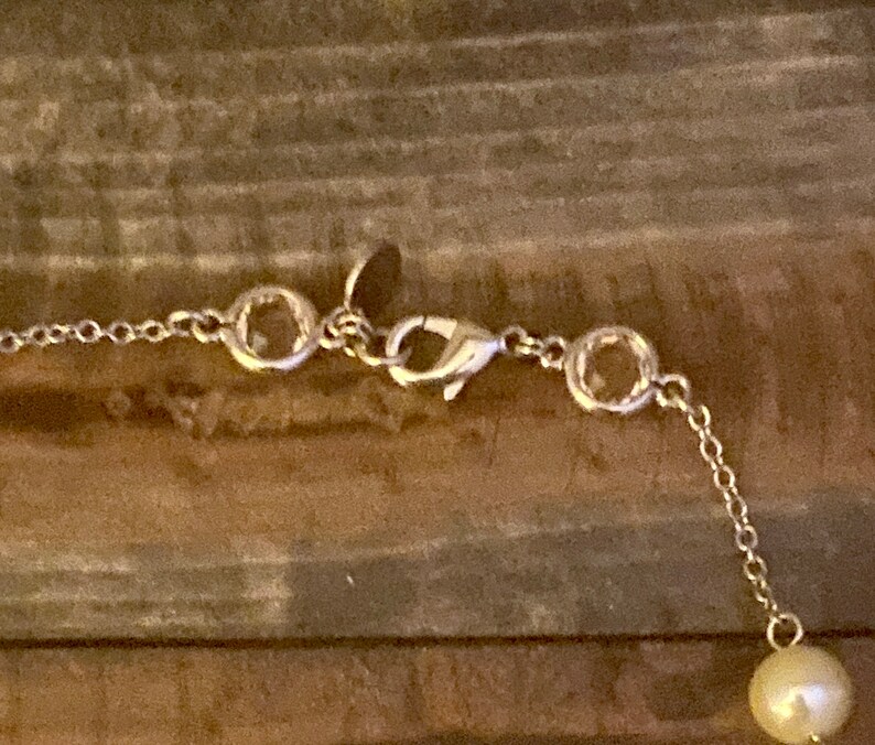 Mother of Pearl Opera Necklace: 30-inch Silver Chain image 4