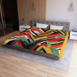 Vibrant colors Ankara linen Duvet Cover- Bedding set- Mudcloth Tribal - Afrocentric Home Decor- African Bedroom Decor-  Housewarming gift