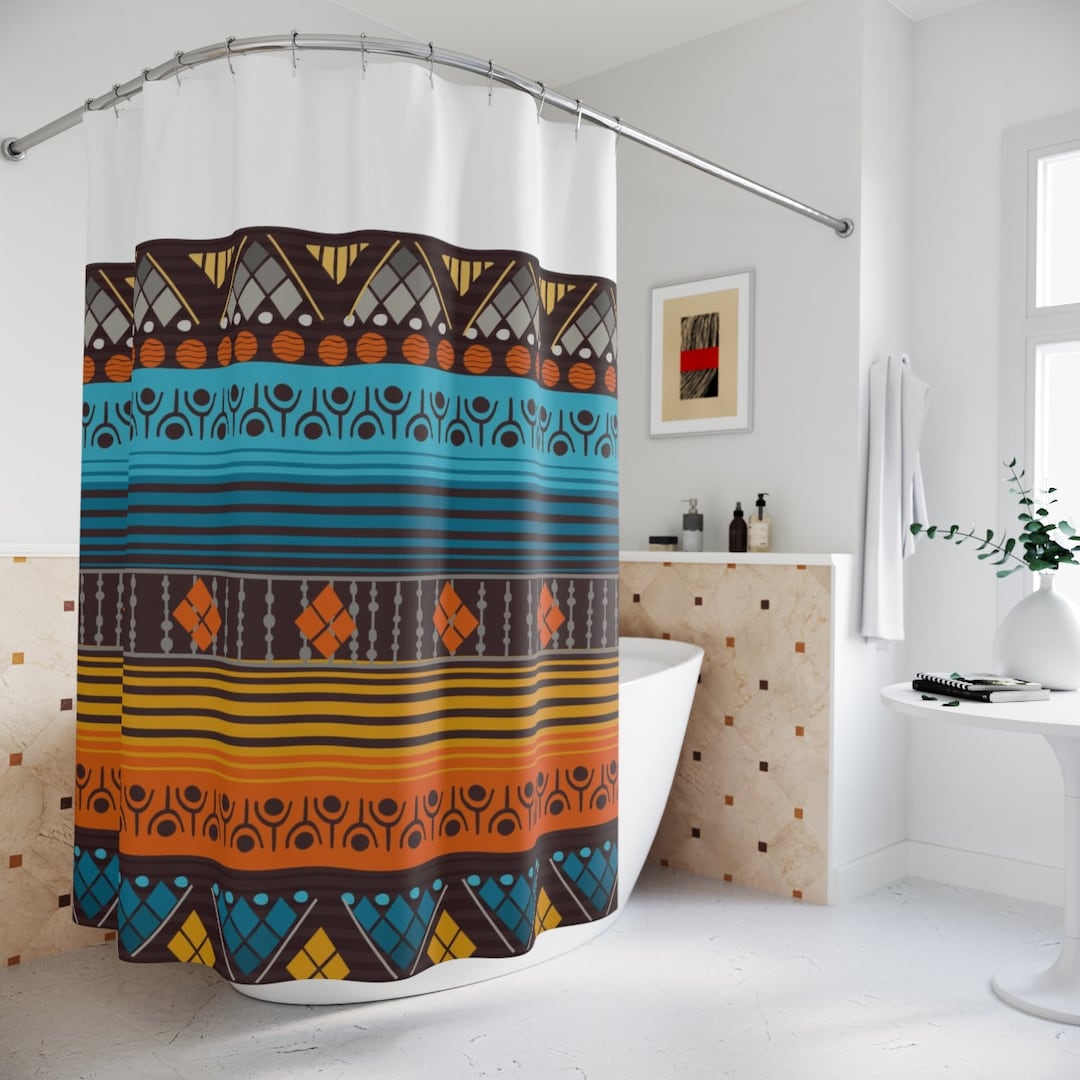 Afrocentric Ankara Print Shower Curtain/ African Home Decor/ Bathroom Decor/ Housewarming Gift