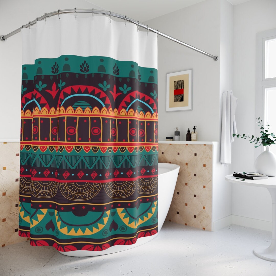 Ethnic Print Pattern Bathroom Shower Curtain
