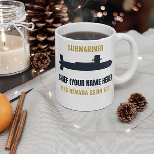 Personalized Submarine Chief Mug - Custom Name Boat and Hull Number - Chief Petty Officer Gift 11oz image 2