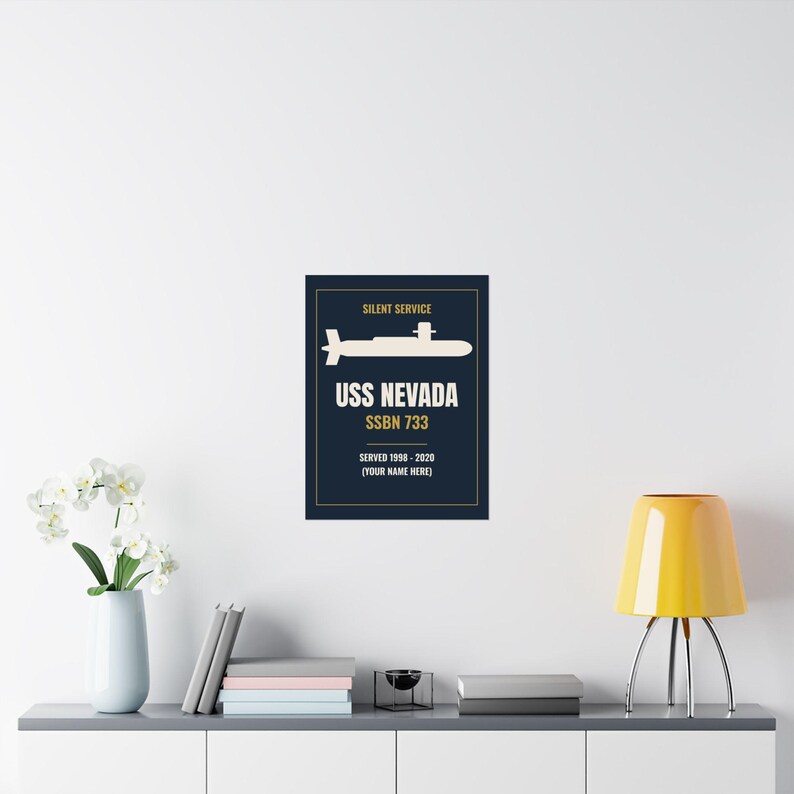 Affiche personnalisée de sous-marin 45,7 x 61 cm - Nom du bateau, numéro de coque et années de service - Décoration murale pour sous-marinier image 5