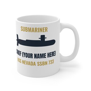 Personalized Submarine Chief Mug - Custom Name Boat and Hull Number - Chief Petty Officer Gift 11oz image 3
