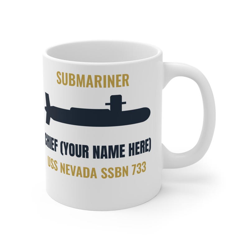 Personalized Submarine Chief Mug - Custom Name Boat and Hull Number - Chief Petty Officer Gift 11oz image 3