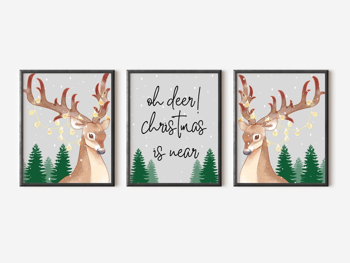 Christmas Print Set of 3, Christmas Wall Art, Printable Christmas Wall