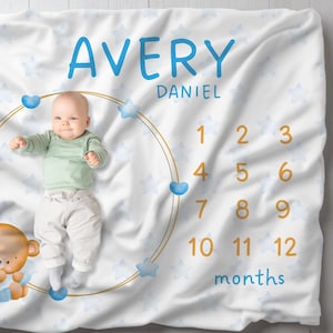 Manta personalizada para hitos de bebés recién nacidos, manta para bebés de meses, manta personalizada para fotografía de bebés, baby shower de niños