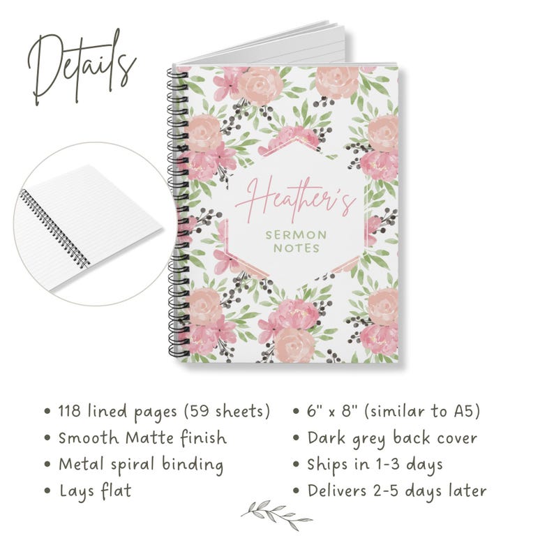 Church Notes Journal, Sermon Notebook, Church Notebook, Sermon Note ...