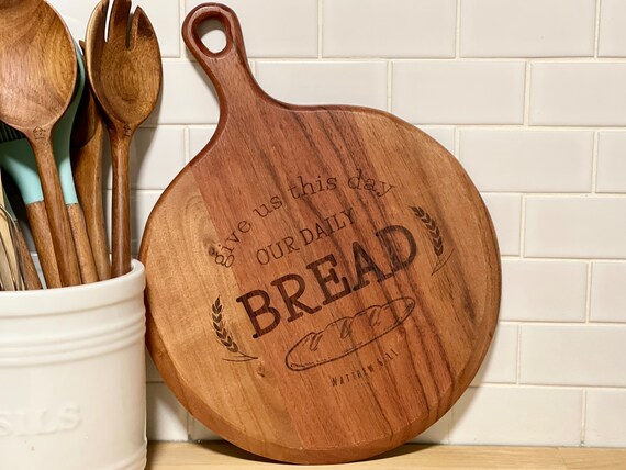 Acacia Cutting Board With Our Daily Bread Bible Verse From the Lords  Prayer. Christian Housewarming Gift. Solid Wood Serving Platter - Etsy