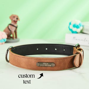 Personalized Leather Dog Collar: Engraved No-Jingle Pet ID