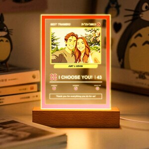 Lámpara de tarjeta Poke personalizada, luz nocturna con foto personalizada, regalo de aniversario para novio, novia o pareja gamer, recuerdo "Te elijo a ti"