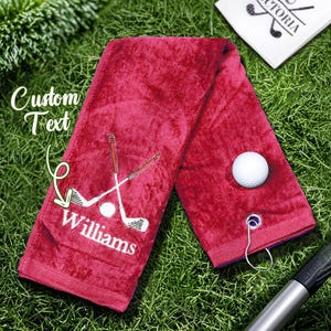 Personalized Golf Towel | Custom Embroidered Name | Groomsman Gift | Golf Gift for Dad, Men,Fathers Day Gift for Golfer, Golf Bag Accessory