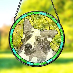 Custom Pet Portrait Suncatcher, Personalized Stained Glass Window Hanging, Dog Cat Memorial Gift, Pet Loss Sympathy, Unique Pet Lover Decor