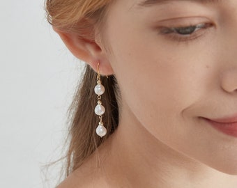 Baroque Pearl Dangle Earrings: Sterling Silver Gold Vermeil Hook Earrings, Wedding Bridal Jewellery, Gift for Her