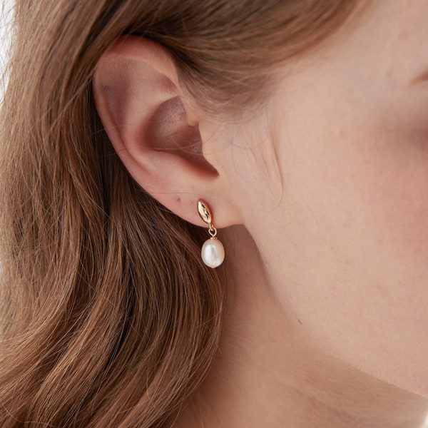 Natural Pearl Dangle Earrings, Real Pearl Stud Earrings, Bridesmaid Wedding Bridal Drop Jewellery, Christmas Mother's day Gift, Gift for Her
