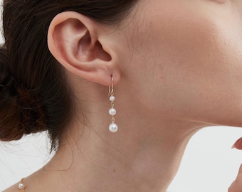 Wedding Peach Orecchini Pendenti A Goccia Con Perla Akoya Acqua Dolce Bianca - Argento, Fatti A Mano, Senza Nickel Orecchini Perle Pendenti - Foto 12