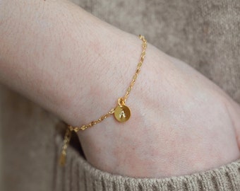 Bracelet lettre initiale alphabet en argent sterling, bracelet chaîne miroir zodiaque nom S925, bracelet minimaliste personnalisé, cadeau pour elle