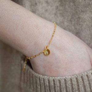 Pulseira de prata esterlina com letras iniciais do alfabeto, pulseira de corrente com espelho do zodíaco com nome S925, pulseira minimalista personalizada, presente para ela