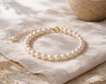 Bracciale in argento sterling con perle naturali d'acqua dolce, delicato bracciale con perle vere, bracciale da sposa o damigella d'onore, regalo per lei