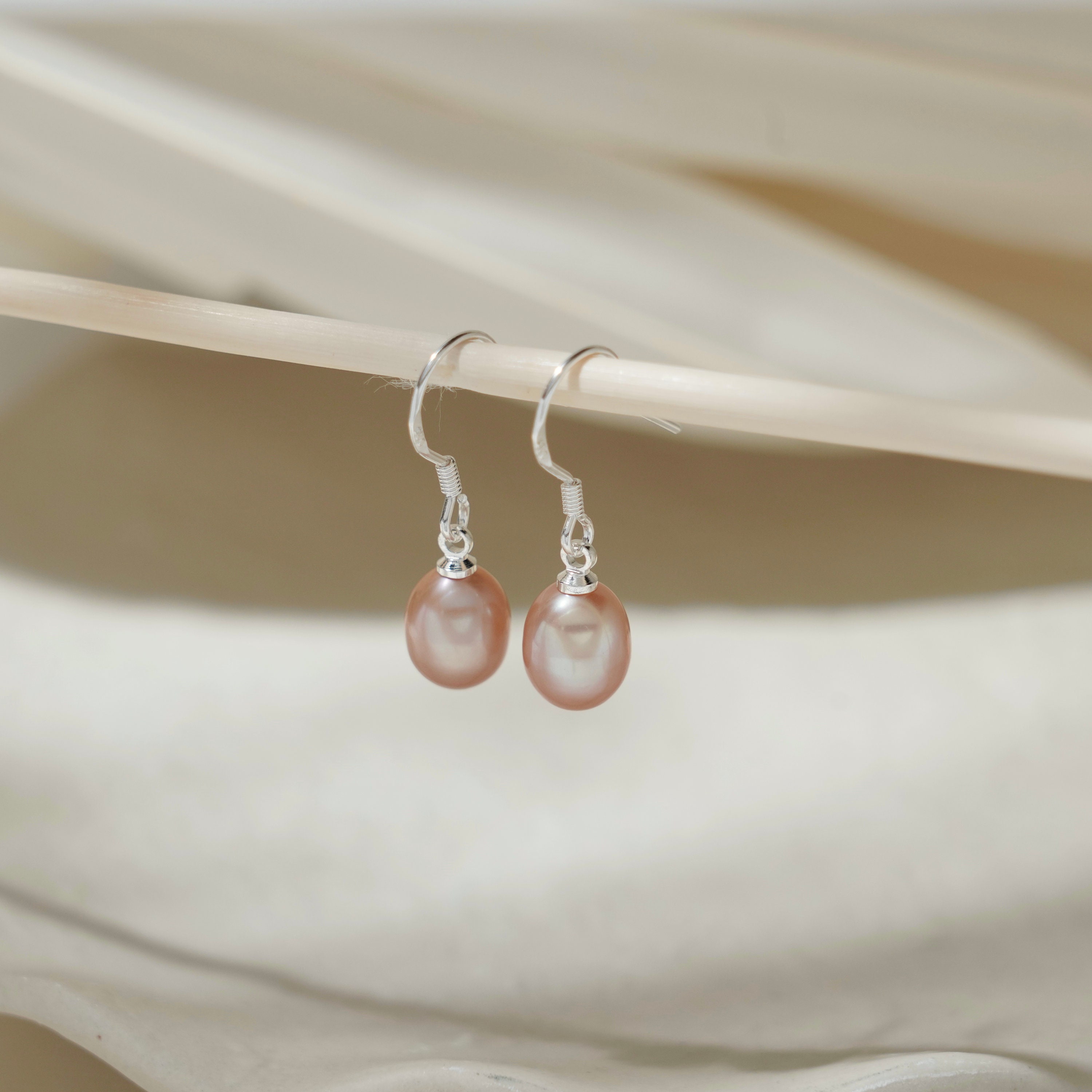 Orecchini Pendenti A Rombo Con Perline Rosa Antico - Gioielli - Ore - Foto 7