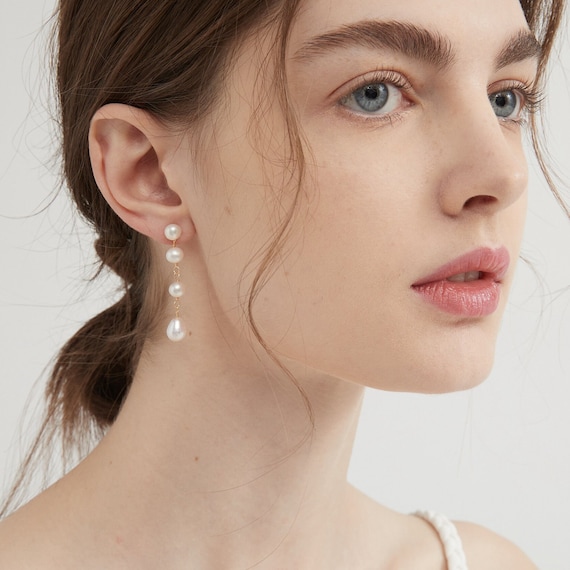 ORECCHINI IN ARGENTO 925 con Perla Naturale e Pietre Dure Pendenti da