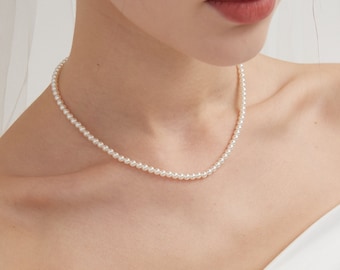 Pearl Bride Bridal Choker, Pearl Wedding Necklace, Bridesmaid Birthstone Jewellery, Minimalist Multiple Pearls Necklace, Gift for Her