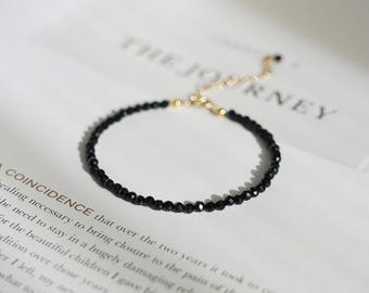 Natuurlijke zwarte toermalijn armband van 3 mm - Aardende steen, bescherming tegen negatieve energie - Beschermende, helende kristallen armband, cadeau voor haar