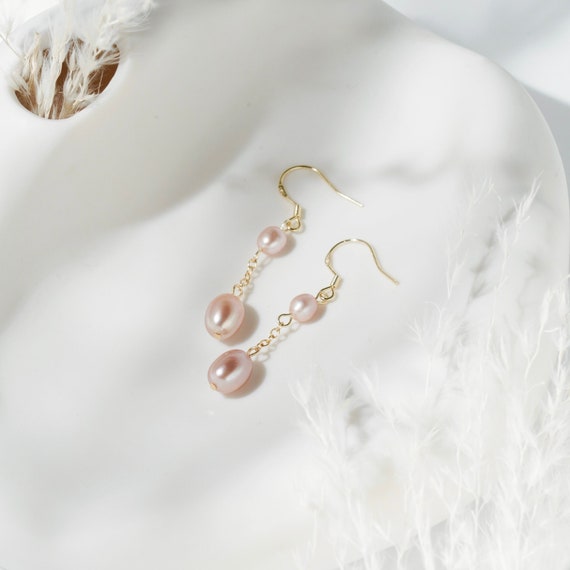 Orecchini A Cuore Con Perla D'Acqua Dolce – Argento 925 Placcato Oro Bianco E Rosa, Regalo Perfetto Per San Valentino