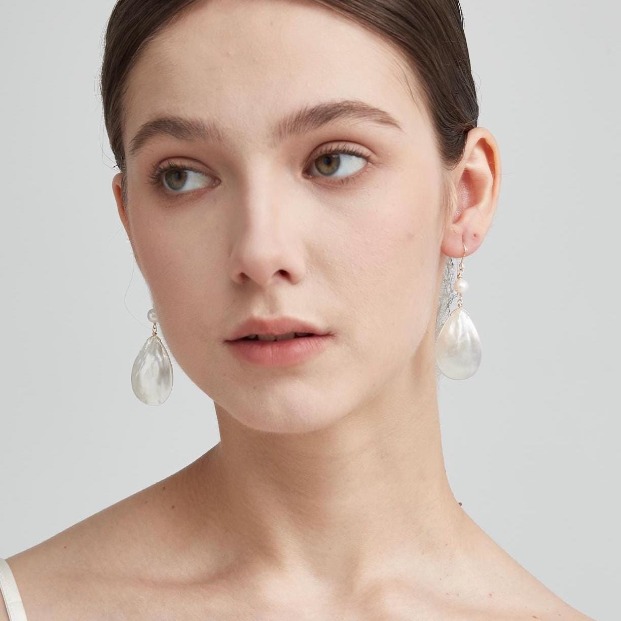 Orecchini Pendenti A Goccia In Argento 925 Con Madreperla Iridescente - Silverly, Donne - 2