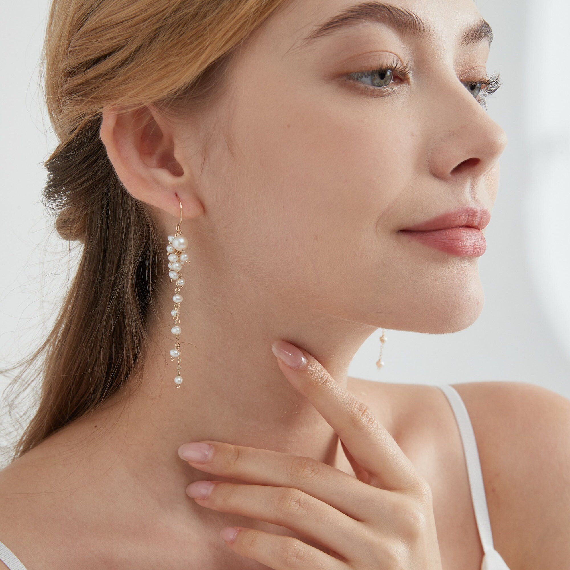 Orecchini pendenti con perle d'acqua dolce Kai