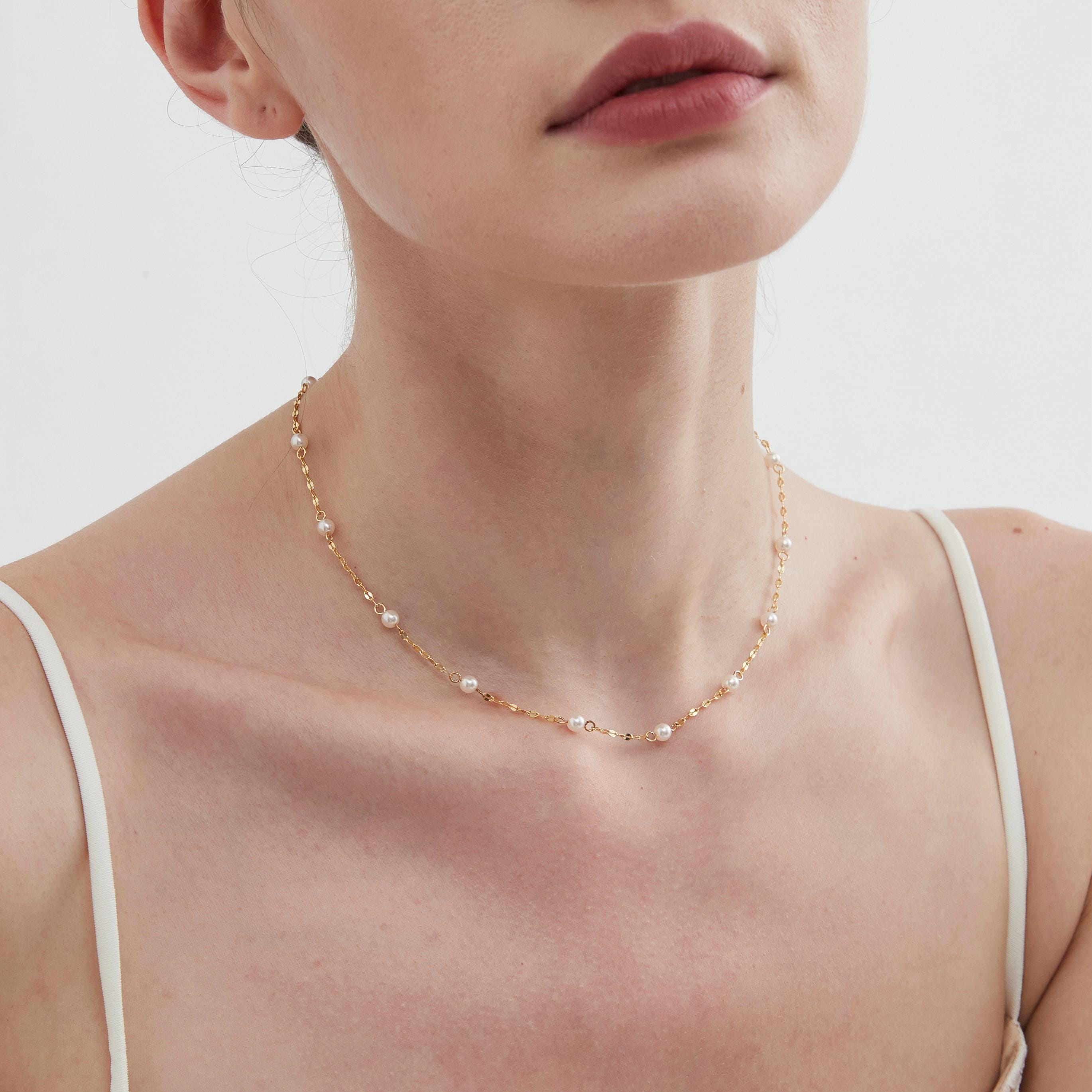 Gold Plated S925 Natural Freshwater Pearl Necklace, Real Pearl