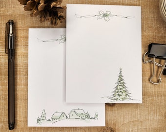 Green Winter Notepads| Green Christmas| Winter Themed| Elegant Notepad Décor| Sugarcane Paper