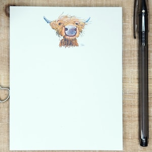 Long-haired Highland Cow: Notepad| Highland Cow Gift| Fuzzy Cow| Recycled Paper
